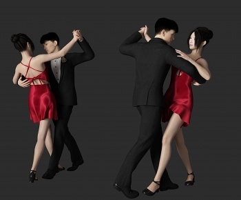 现代交际舞人物3D模型