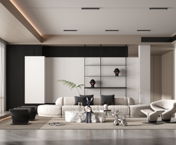 Modern Wabi-sabi Style A Living Room-ID:147834068