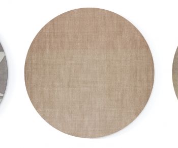 现代灰咖色抽象图案圆形地毯-ID:888247012