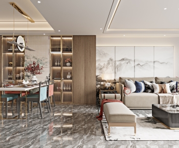 New Chinese Style A Living Room-ID:627486943