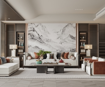 New Chinese Style A Living Room-ID:641290909