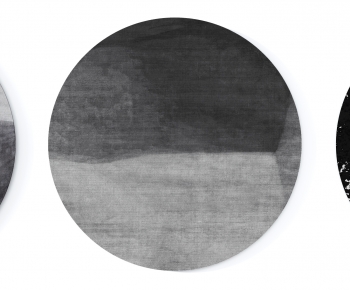 现代黑白灰抽象图案圆形地毯组合-ID:462856055