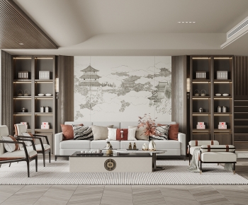 New Chinese Style A Living Room-ID:808289146