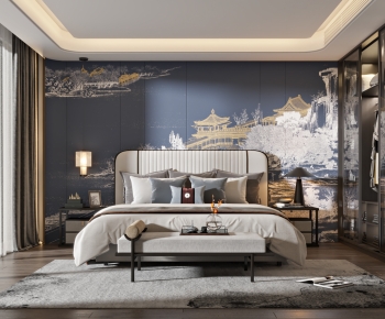 New Chinese Style Bedroom-ID:668943885