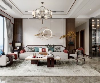 New Chinese Style A Living Room-ID:962853917
