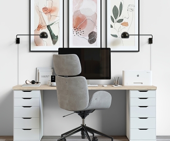 Modern Computer Desk And Chair-ID:533819914