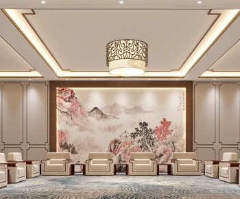 New Chinese Style Office Living Room-ID:501199964