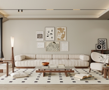 Modern Wabi-sabi Style A Living Room-ID:612687114