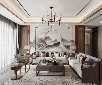 New Chinese Style A Living Room-ID:807885894