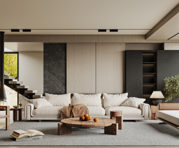 Modern Wabi-sabi Style A Living Room-ID:123718982