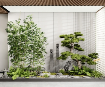 新中式庭院景观小品、松树、竹子-ID:958825115