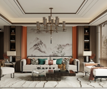 New Chinese Style A Living Room-ID:388969909