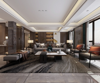 New Chinese Style A Living Room-ID:618669992
