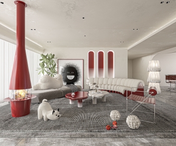 Modern Wabi-sabi Style A Living Room-ID:509009455