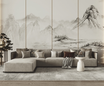 New Chinese Style Corner Sofa-ID:912657984