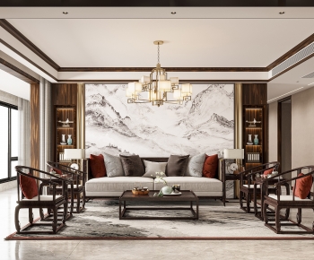 New Chinese Style A Living Room-ID:181663041