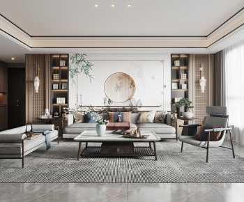 New Chinese Style A Living Room-ID:130541099