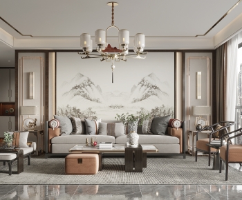 New Chinese Style A Living Room-ID:759177923