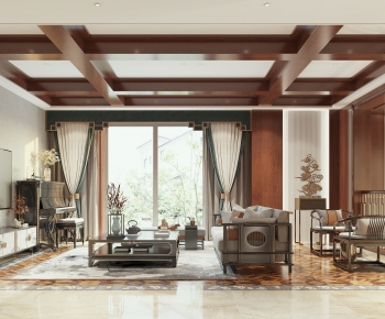 New Chinese Style A Living Room-ID:971350914