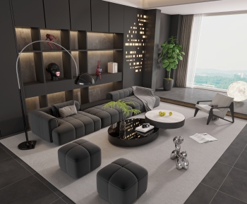 Modern A Living Room-ID:663790949