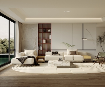 Modern Wabi-sabi Style A Living Room-ID:201946971