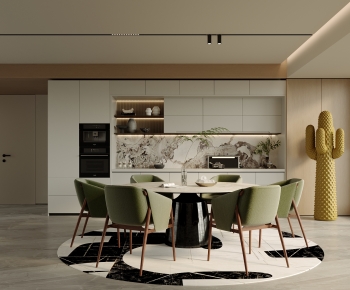 Modern Wabi-sabi Style Dining Room-ID:710695035