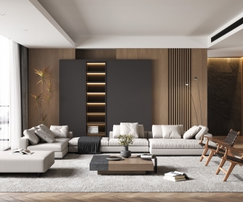 Modern Wabi-sabi Style A Living Room-ID:502463106