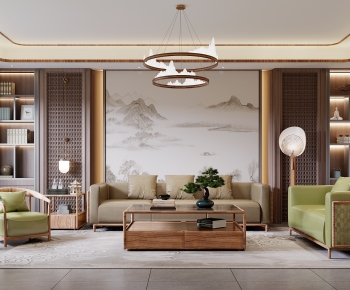 New Chinese Style A Living Room-ID:756675963