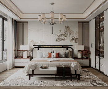 New Chinese Style Bedroom-ID:746361024