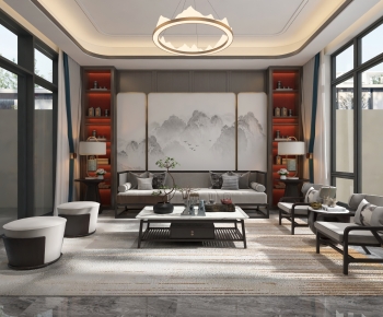 New Chinese Style A Living Room-ID:307929581