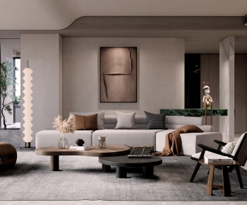 Modern Wabi-sabi Style A Living Room-ID:599440103