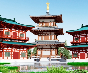 Chinese Style Ancient Architectural Buildings-ID:455714949