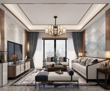 New Chinese Style A Living Room-ID:468750066