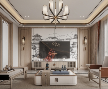 New Chinese Style A Living Room-ID:975110055