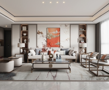 New Chinese Style A Living Room-ID:377943041