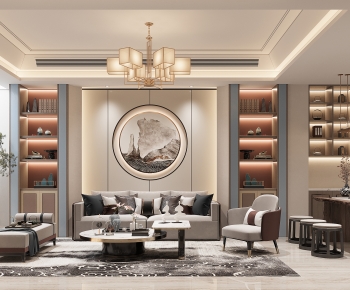 New Chinese Style A Living Room-ID:593171124