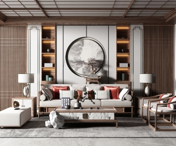 New Chinese Style A Living Room-ID:617836959