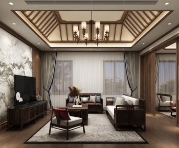 New Chinese Style A Living Room-ID:391017917
