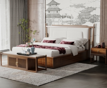 New Chinese Style Double Bed-ID:405159003