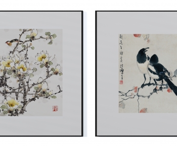 中式传统花鸟图案挂画组合-ID:219204901