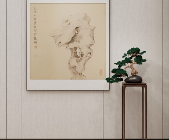 新中式太湖石禅意装饰画-ID:881128076