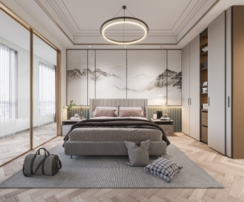Modern New Chinese Style Bedroom-ID:927243958
