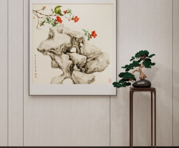 新中式太湖石禅意装饰画-ID:281903981