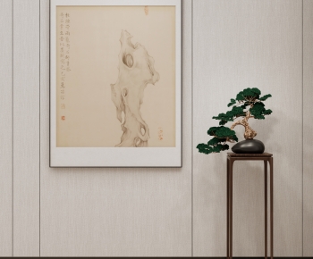 新中式太湖石禅意装饰画-ID:471420051