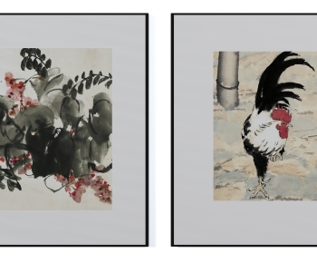 新中式花禽图案挂画-ID:454298028