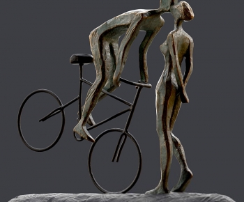 现代抽象人物雕塑自行车雕塑摆件-ID:472101939