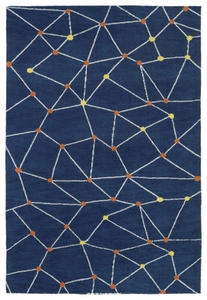 现代风格蓝色几何线形地毯贴图-ID:4001015