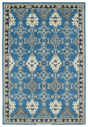 美式风格蓝色几何花纹地毯贴图-ID:4003854