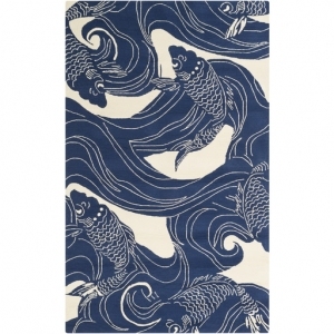 中式鲤鱼图案蓝色地毯贴图-ID:4005233