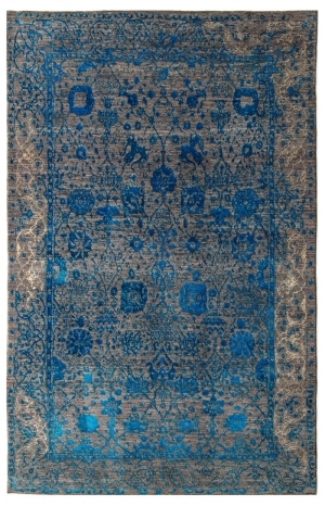 美式风格灰色蓝色花纹图案地毯贴图-ID:4005490